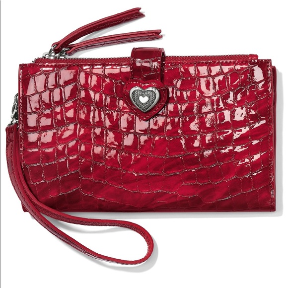 Brighton Handbags - Brighton Bellissimo Heart Double Zip Wallet Lipstick Patent Croco Style: T35167